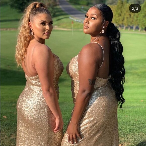 Sorella Vita Dress 10 Maxi Formal Gown Rose Gold Sequins Bridesmaid 8884 Prom - Picture 13 of 16